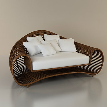 Wooden Pool Pipe Sofa 3D model image 1 