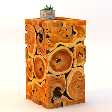 Rustic Teak Root Wood Pedestal 3D model image 1 