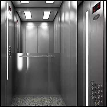 Sleek Stainless Steel OTIS NEVA Elevator 3D model image 1 