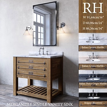 Elegant Mercantile Single Vanity 3D model image 1 