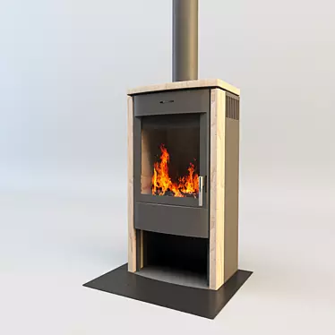 Elegant Sandstone Fireplace 3D model image 1 