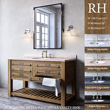 Extra-Wide Mercantile Vanity Sink 3D model image 1 