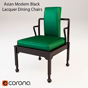 Sleek Asian Black Lacquer Dining Chairs 3D model image 1 