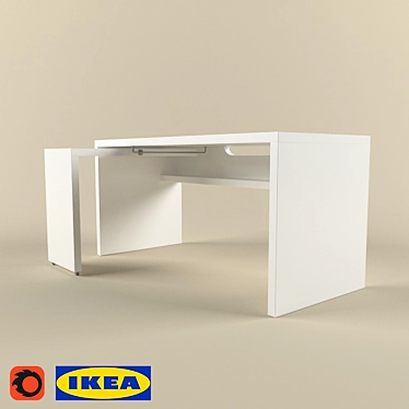 Malm Writing Desk - White 3D model image 1 