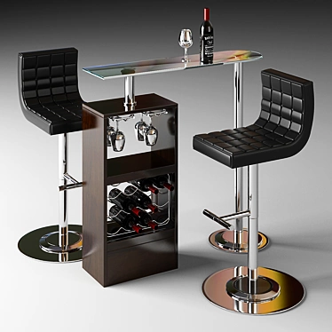 Modern Industrial Bar Table 3D model image 1 