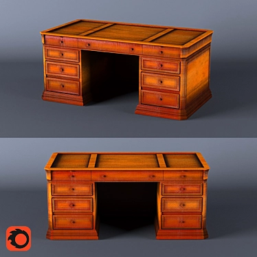 Elegant Empire Wood Desk 3D model image 1 