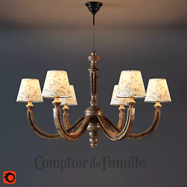 Rustic Pine Chandelier (Celeste) 3D model image 1 