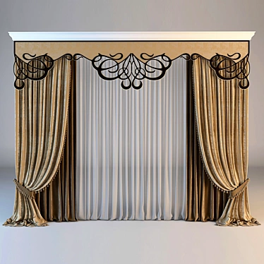 Classical curtain with lambrequins openwork