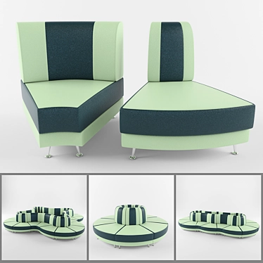 Modular Office Sofa Elements: Versatile and Stylish 3D model image 1 