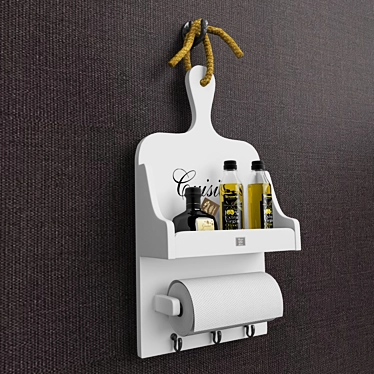 High Kitchen Paper Towel Holder with Shelf 3D model image 1 