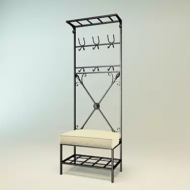 Elegant Wrought Iron Coat Rack 3D model image 1 