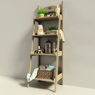 "Provence Inspired Shelving - H1600mm, L570mm, B450mm 3D model image 1 