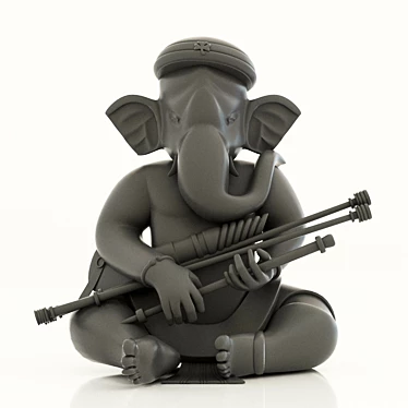 Sacred Serenity: Ganesh Outdoor Sculpture 3D model image 1 