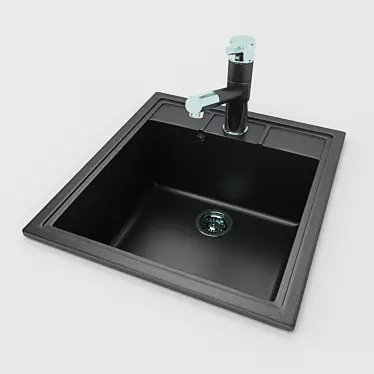 4-Color Textured Kitchen Sink 3D model image 1 
