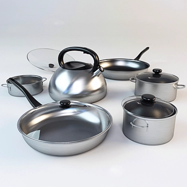 Essential Cookware Set 3D model image 1 