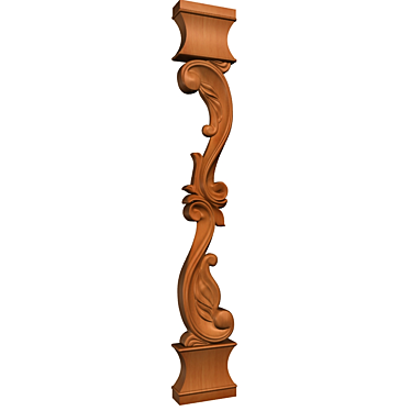 Elegant Wooden Carved Baluster 3D model image 1 