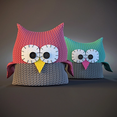 Knitted Owl Pillows for Nursery 3D model image 1 