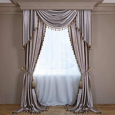 Elegant UV Mapped Luxury Curtain 3D model image 1 