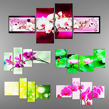 Elegant Floral Wall Art 3D model image 1 