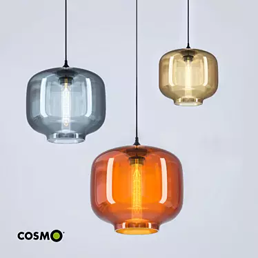 Cosmo Oculo Hanging Lamp - Glass & Steel - Height 180cm - Diameter 25cm 3D model image 1 