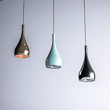 Sleek Teardrop Pendant Light 3D model image 1 