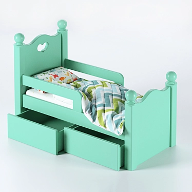 Multi-functional Cot with Drawers 3D model image 1 