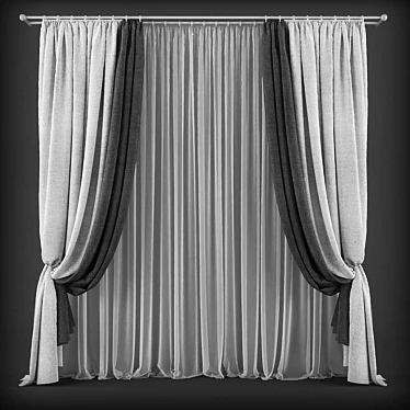 Contemporary Style Curtains 3D model image 1 
