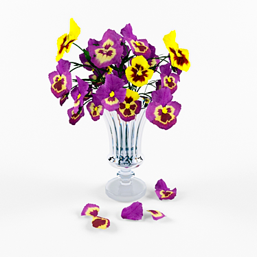 Delicate Spring Pansy Bouquet 3D model image 1 