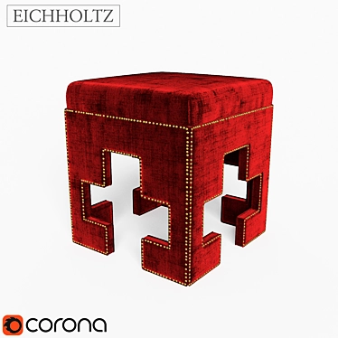 Luxury Baglioni Velvet Stool 3D model image 1 