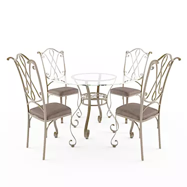 Elegant Iron Dining Set 3D model image 1 