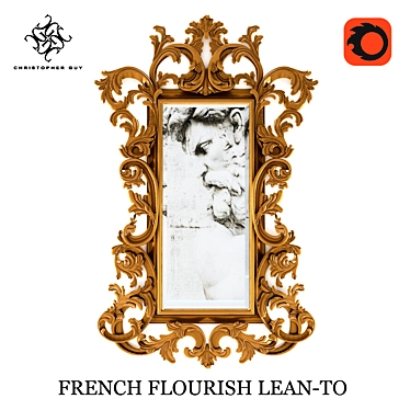 Elegant French Flourish Lean-To Mirror 3D model image 1 