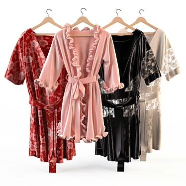 Title: Elegant Silk Gowns Set 3D model image 1 