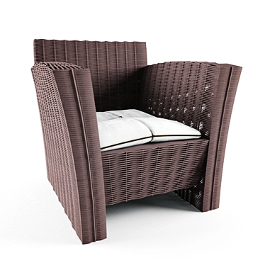 Elegant Rattan Chair: Customizable & Detailed 3D model image 1 