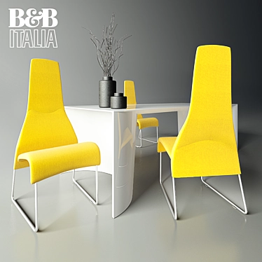 B&B Italia Lazy Chair with Archie Table Set 3D model image 1 