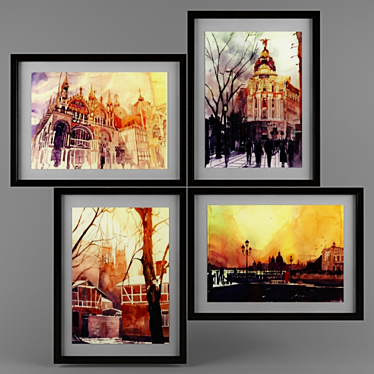 Elegant Framed Artwork Display 3D model image 1 