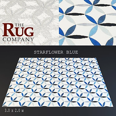 Starflower Blue Rug: Classic Elegance 3D model image 1 