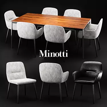 Modern Elegance: Minotti Flavin Chair & Jorn Table 3D model image 1 
