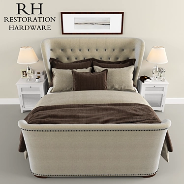 Refined Restoration: Churchill Fabric Sleigh Bed 3D model image 1 