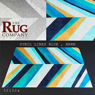 Sybil Lines Blue & Warm Rug, The Rug Company 3D model image 1 