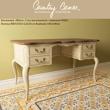 Chateau HQR1 Writing Desk | Realonda Britania Gales Tile 3D model image 1 