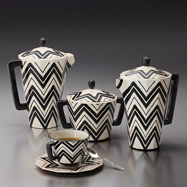 Cubist Czech Tea Set by Pavel Janák 3D model image 1 