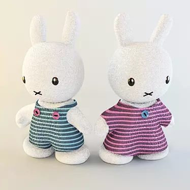 Fluffy Bunny Duo 3D model image 1 