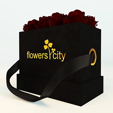City Roses: Elegant Box with Golden Flowers 3D model image 1 