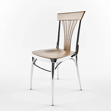 Modern Cafe Chair: Chrome Frame, Wooden Seat & Backrest 3D model image 1 