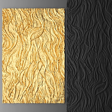 3D Abstract Wall Panel - Luxury Black and Gold Decor 3D model image 1 