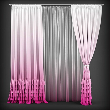 Modern Style Curtains 3D model image 1 