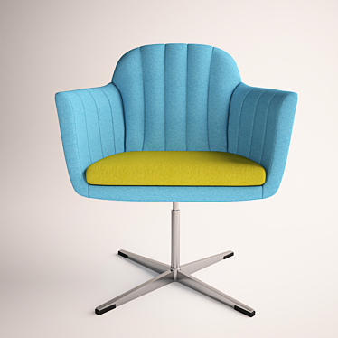 Modern Office Chair: Two-Tone Fabric Upholstery, Metal Base 3D model image 1 