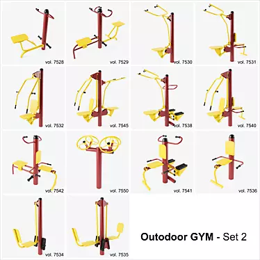 Outdoor Gym Set 2: Versatile Fitness Equipment 3D model image 1 