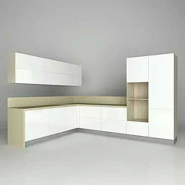 Modern White Kitchen Set 3D model image 1 