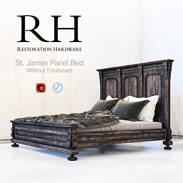 Classic Elegance: St. James Panel Bed 3D model image 1 